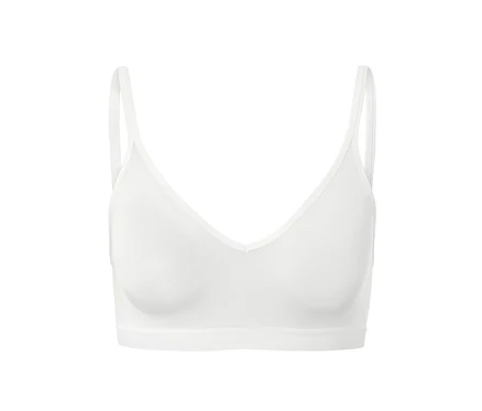 Detailansicht eines weißen Seamless-Soft-BHs.