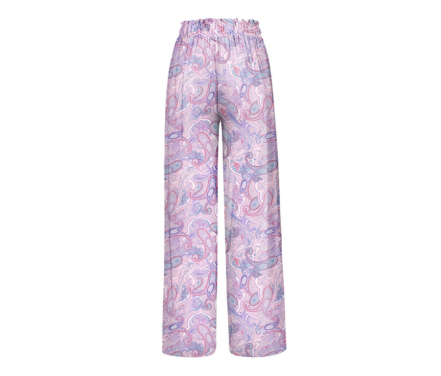 Nahaufnahme der Web-Relaxhose mit Paisleymuster.