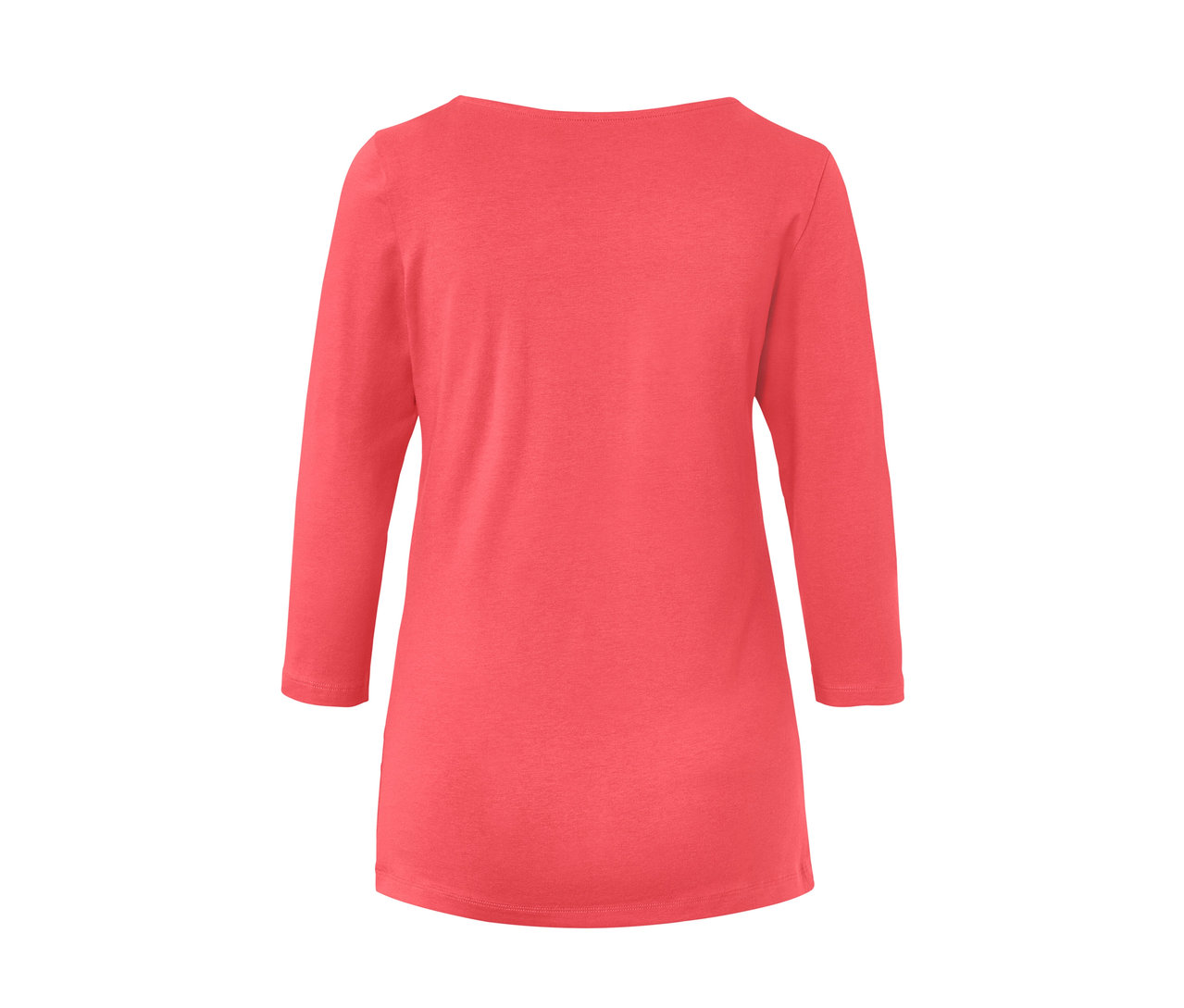 Korallefarbenes Shirt mit 3/4-Arm.