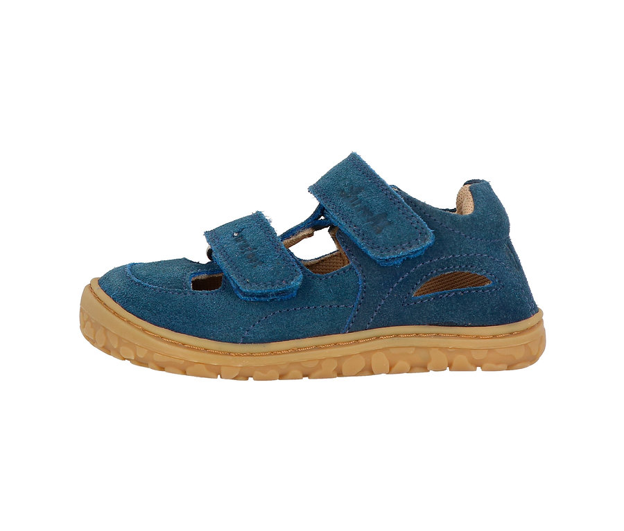 Blauer Lurchi Sandale »Barefoot« mit brauner Sohle.