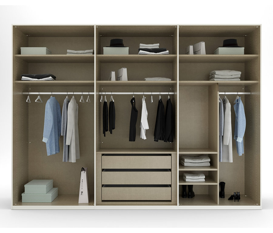Offener, sechstüriger rauch Schrank »Skat Shine«, champagnerfarben, mit Regalen.