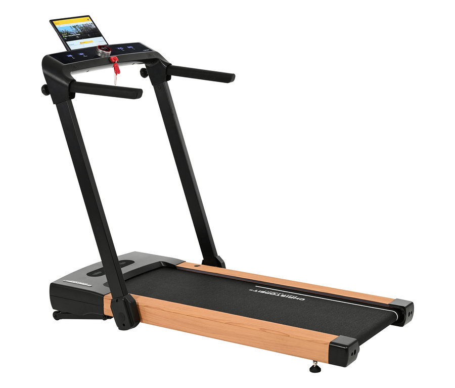 Das Bild zeigt ein Laufband 2 in 1 in Holzoptik.
