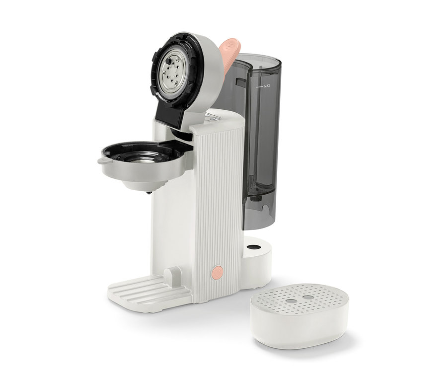 Eine »Call me Pad« Kaffee Padmaschine in Soft White.