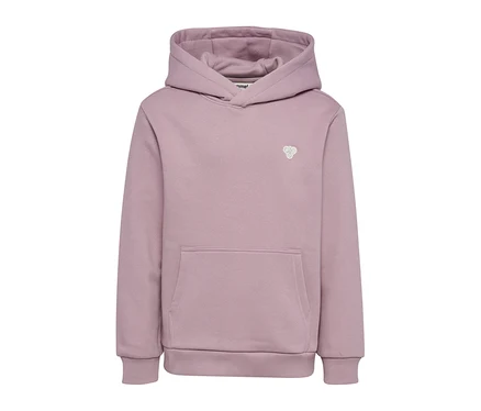 Hellvioletter hummel® HMLJR Loose Hoodie Bee mit Kapuze, Kängurutasche und gerippten Bündchen.