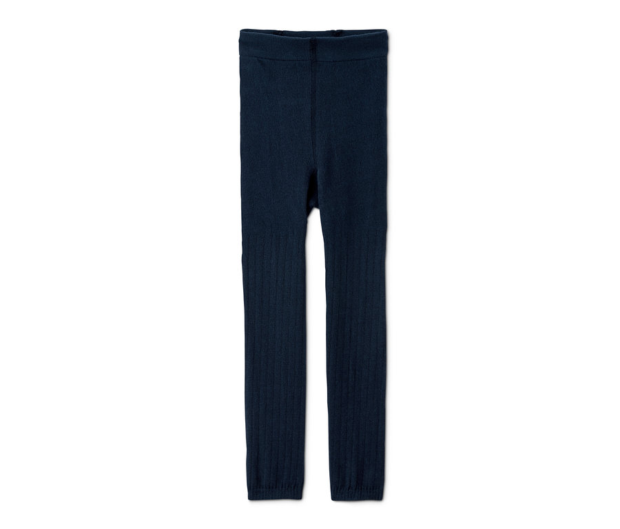 Eine marineblaue Strickleggings.