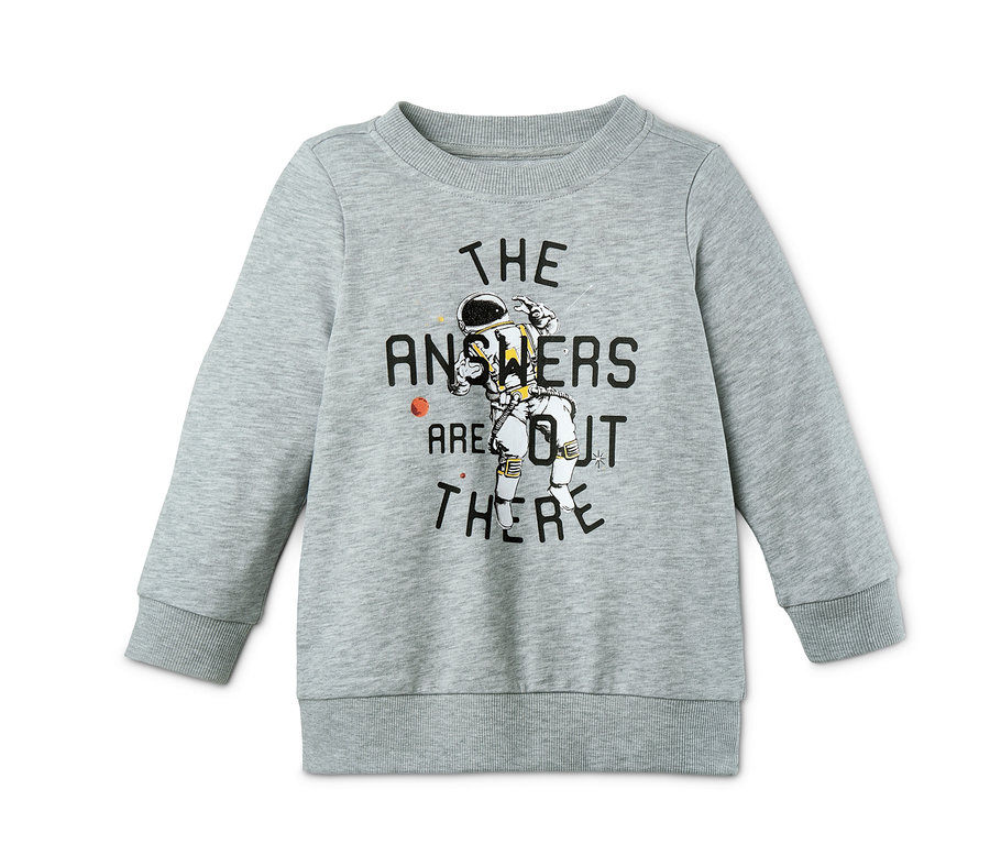 Graues Sweatshirt mit Astronauten-Print.