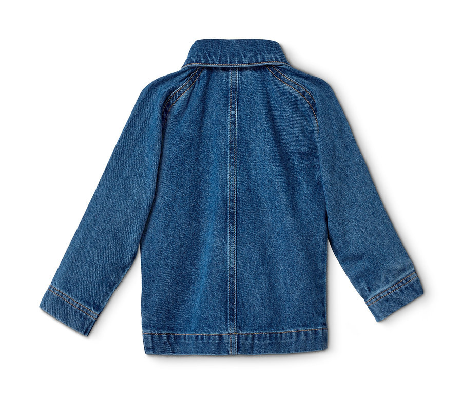 Rückseite einer Baumwoll-Denim-Jacke.