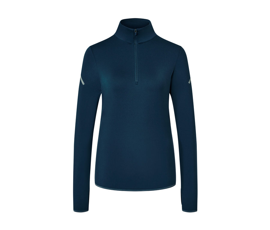 Dunkelblaues Thermo-Funktionsshirt mit langen Ärmeln und Reissverschluss.