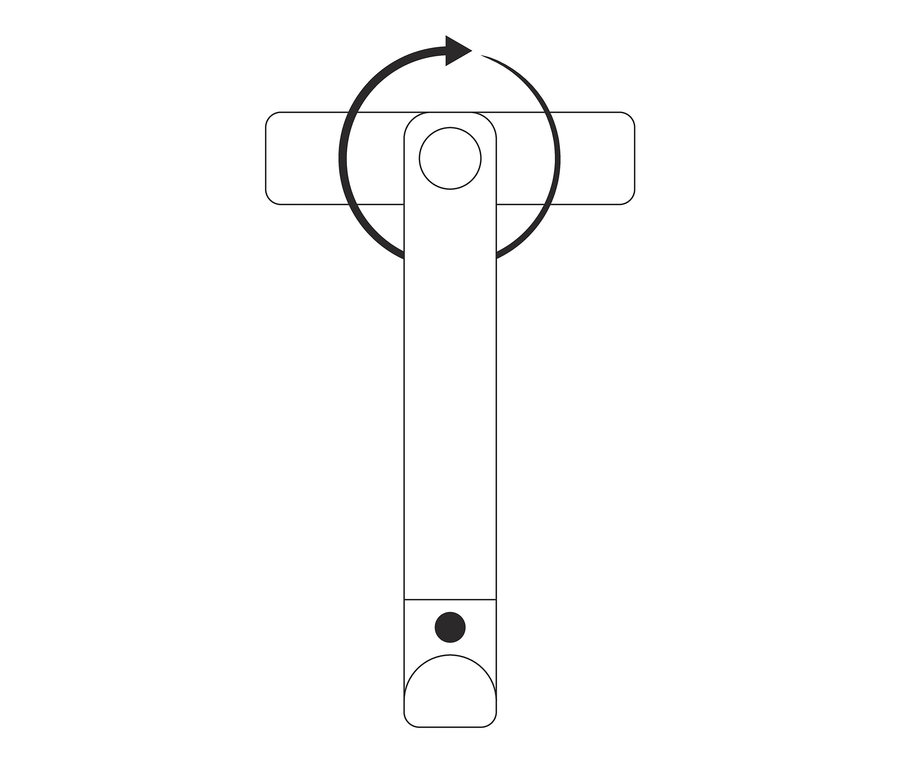 Illustration eines 4-in-1-Fugenmeisters mit drehbarem Kopf und Pfeil, der die Drehrichtung anzeigt.