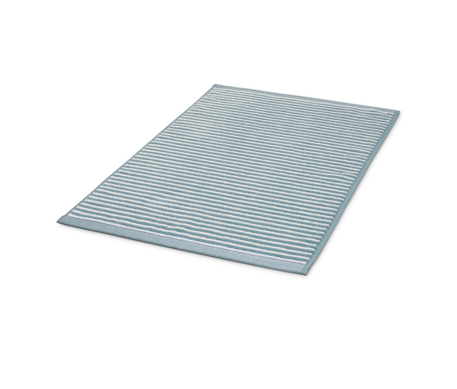 Blauer, hochwertiger Duschvorleger.