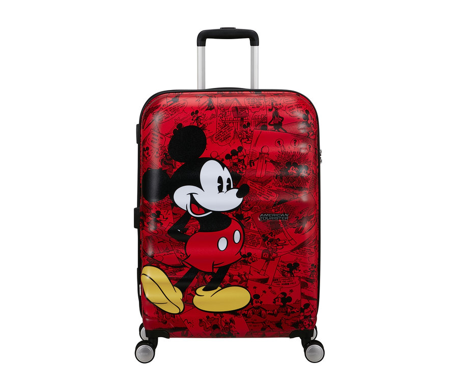 Roter American Tourister Wavebreaker »Mickey Mouse«, mittelgroß, mit Mickey Mouse-Druck.
