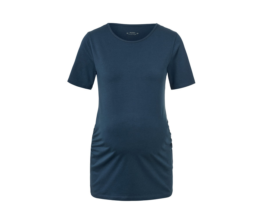 Detailaufnahme eines einzelnen marineblauen von 2 Umstands-Shirts