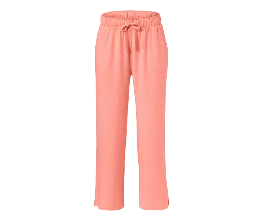 Pfirsichfarbene Loungewear-Hose mit Taschen und Kordelzug in der Taille.
