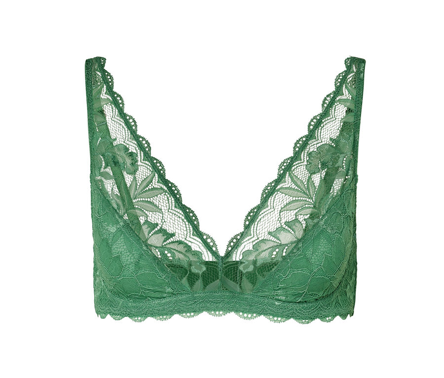Grüner Soft-BH mit Spitze.