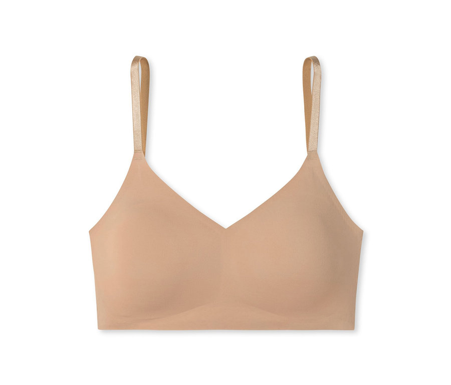 Beigefarbenes SCHIESSER Invisible Bustier mit Pads und dünnen Trägern.