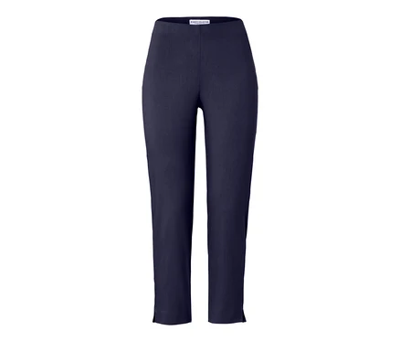 Dunkelblaue 7/8-Stretchhose.