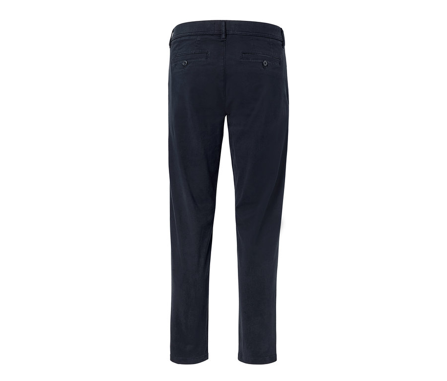 Dunkelblaue Chino Hose von hinten.