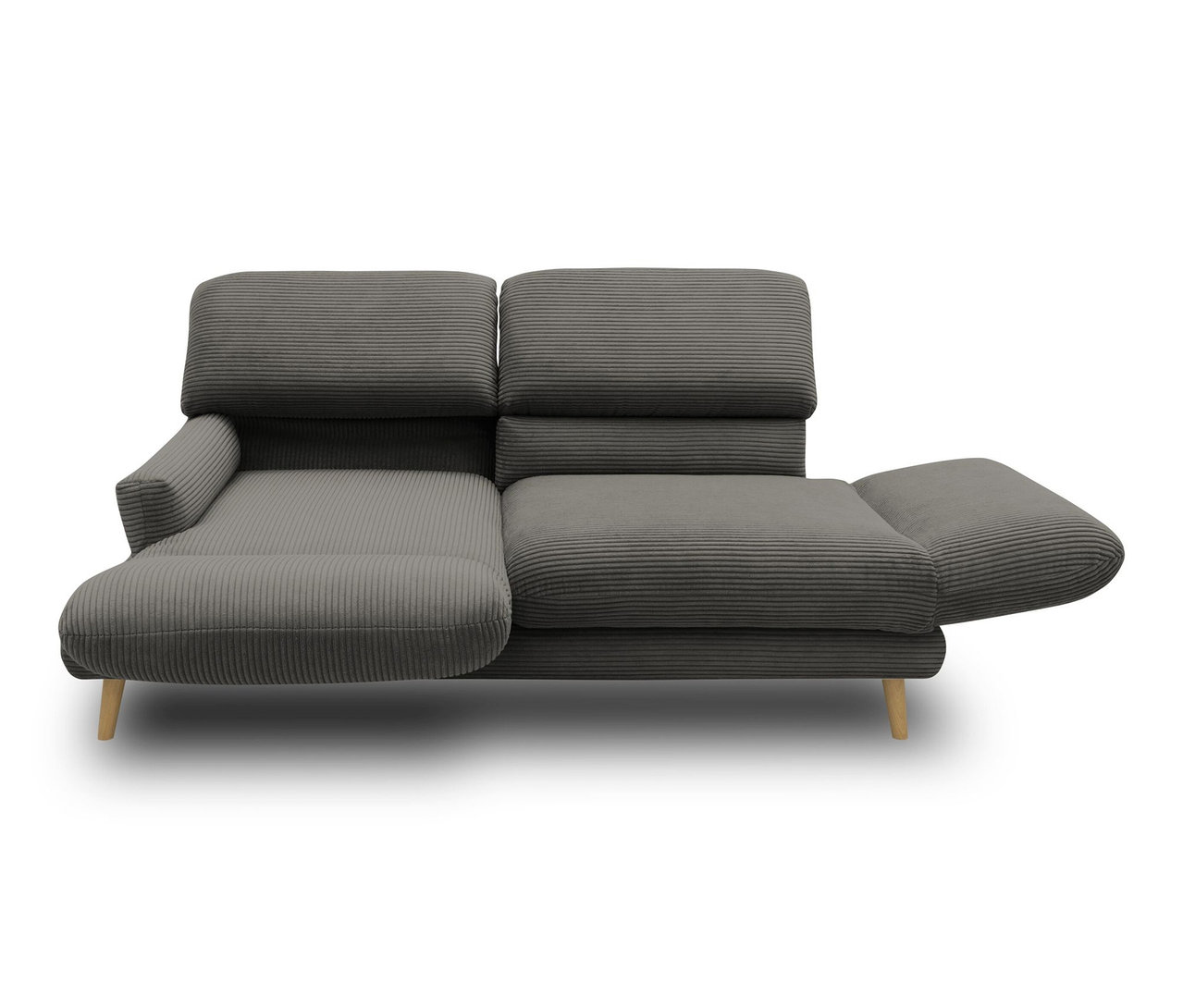 Dunkelgraues DOMO 2-Sitzer-Sofa »FuAR« mit Drehfunktion.