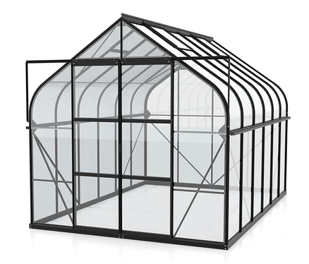 Vitavia Gewächshaus, ESG 8,3 m² inkl. Rahmenfundament auf weissem Hintergrund.