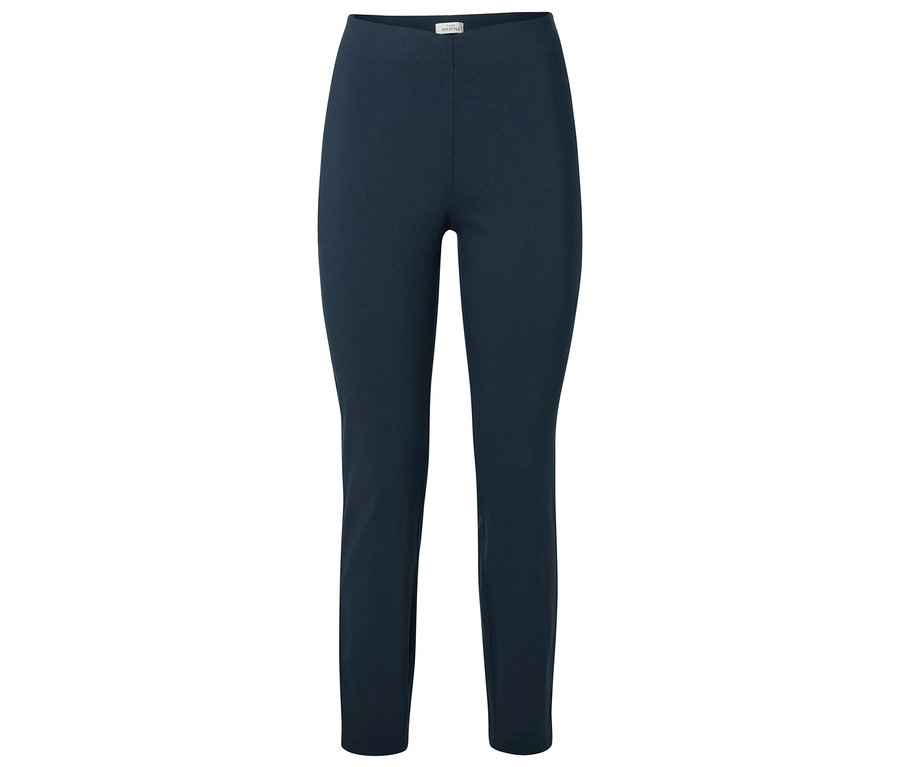 Marineblaue Damenhose auf weißem Hintergrund.