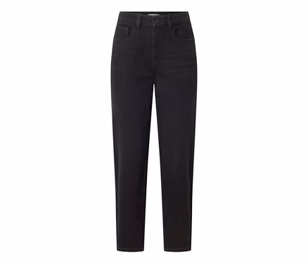 Schwarze Mom Jeans im Fit „Nyla“ aus black washed Denim mit hohem Bund und Taschen.
