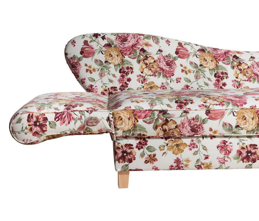 Detailaufnahme der Max-Winzer®-Recamiere »Saturn« mit Stauraum, links, floral.