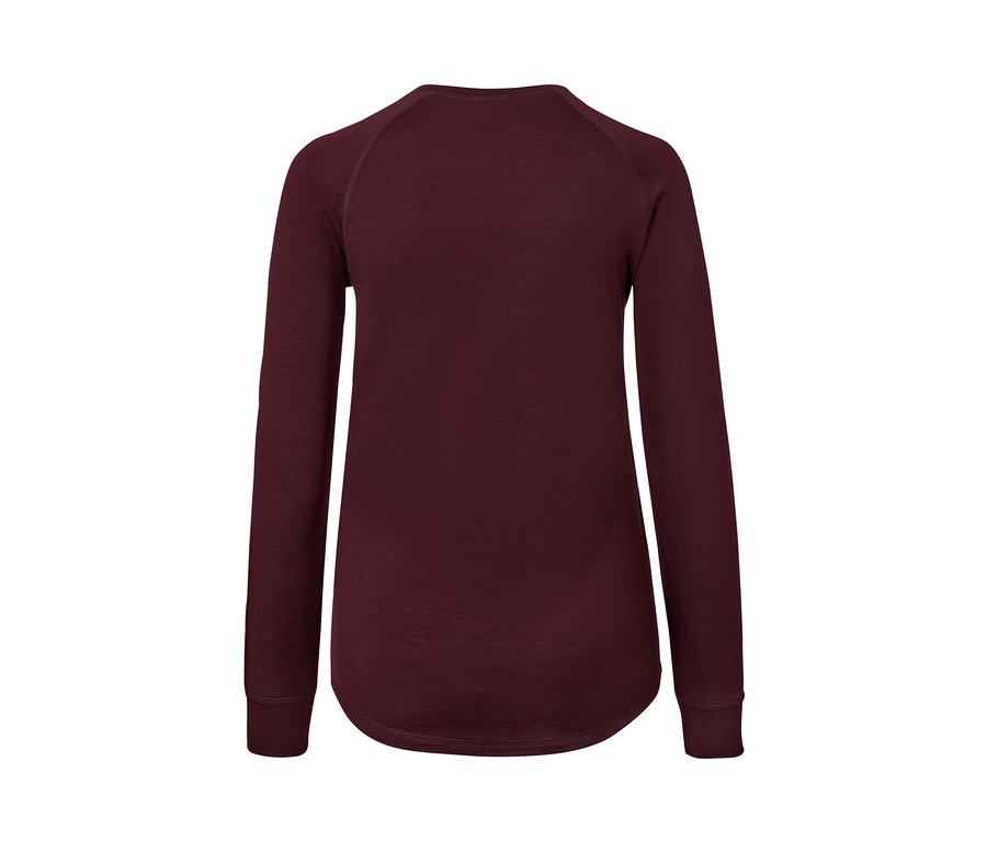 Rotes Funktionsshirt mit langen Ärmeln und Merinowolle.