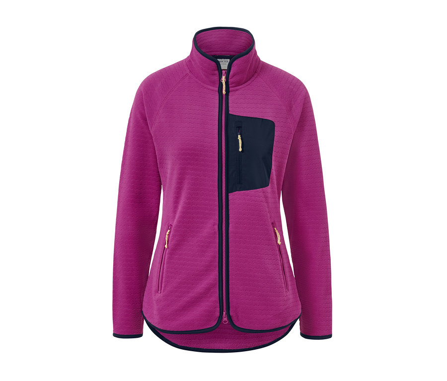 Eine lila Fleecejacke.