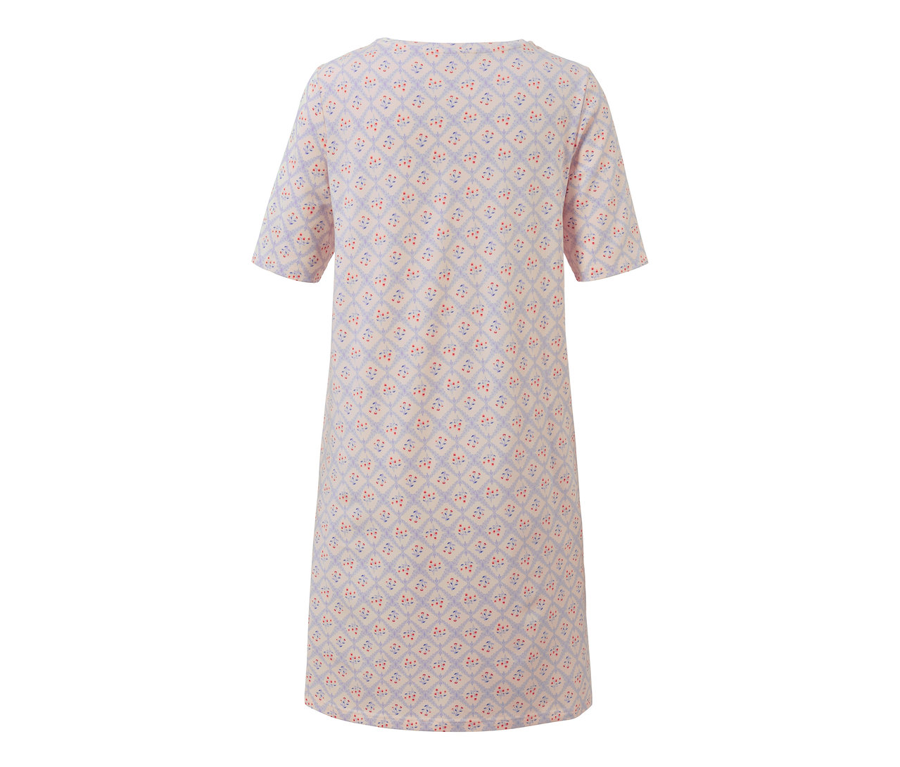 Rückansicht eines Nachthemds mit kurzen Ärmeln und Muster.