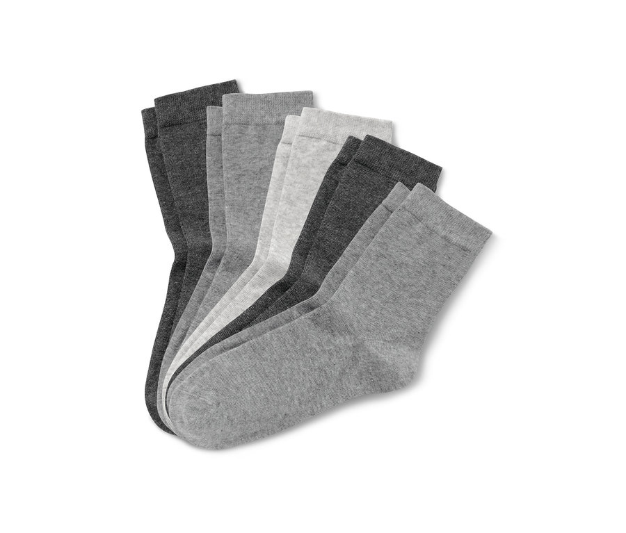 Ein 5er-Pack Socken in verschiedenen Grautönen.