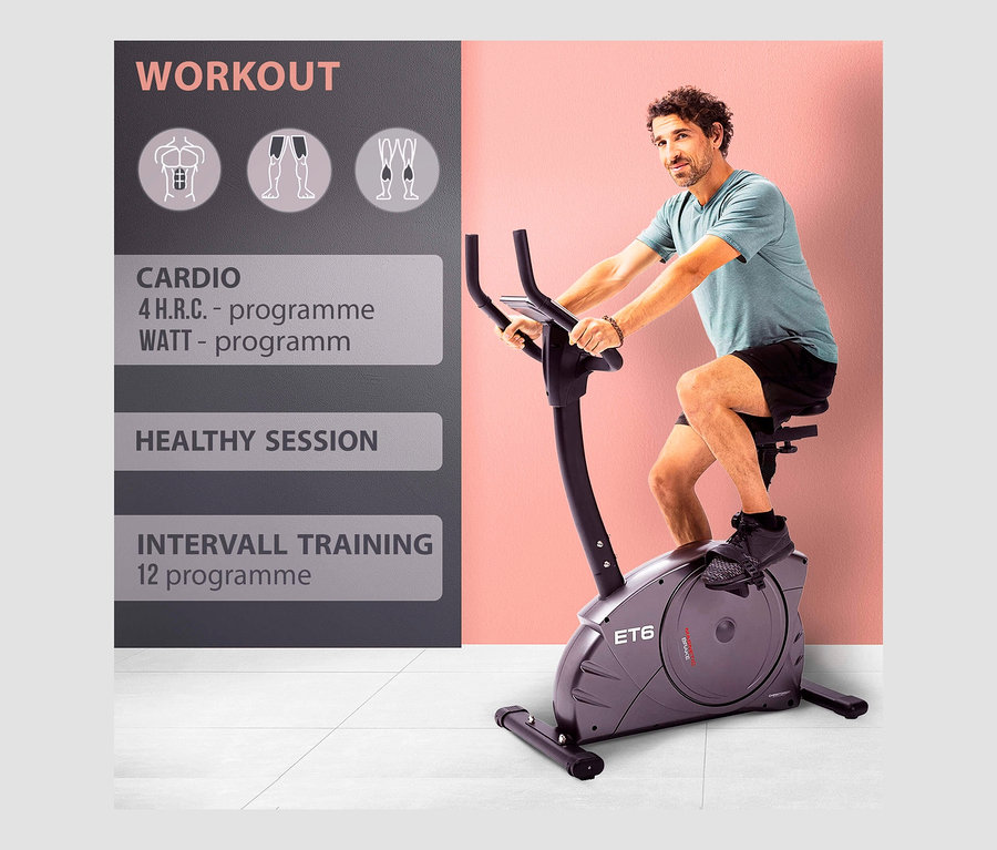 Mann trainiert auf Christopeit Sport Heimtrainer Ergometer »ET 6«.