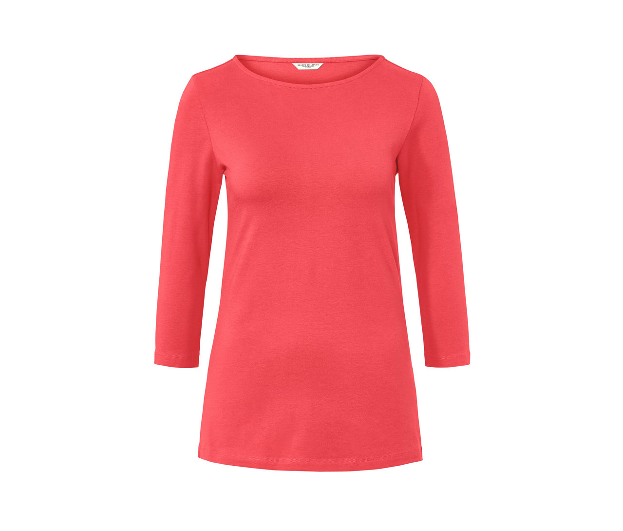 Korallenfarbenes Shirt mit 3/4-Arm.