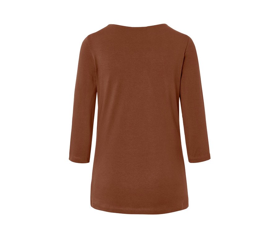 Rückansicht des cognacfarbenen Shirts mit 3/4-Arm.