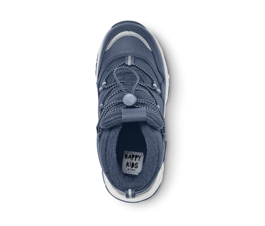 Detailansicht von oben: blaue Kinder-Thermostiefel.