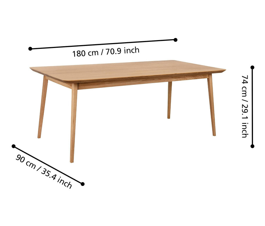 Abmessungen des Eglo Tischs Sangkimah, 180 x 90 cm.