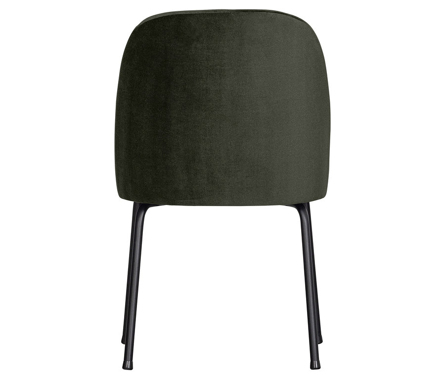 Detailansicht der Rückseite eines einzelnen dunkelgrünen BePureHome Esszimmerstuhls »Vogue« aus einem 2er-Set.