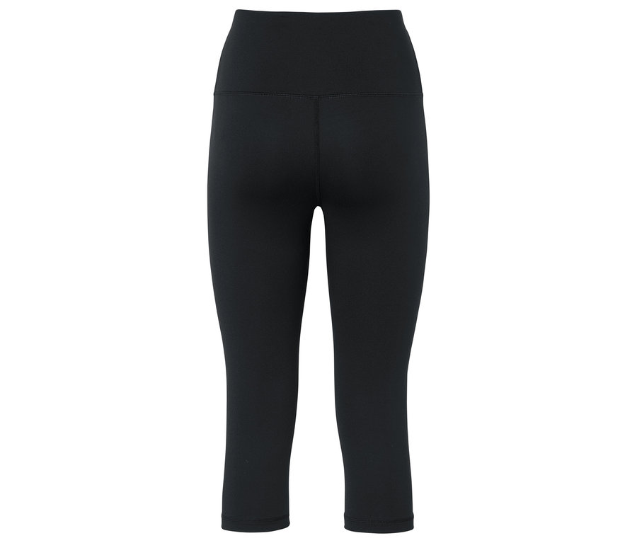 Schwarze Damen Capri-Leggings, Rückansicht.
