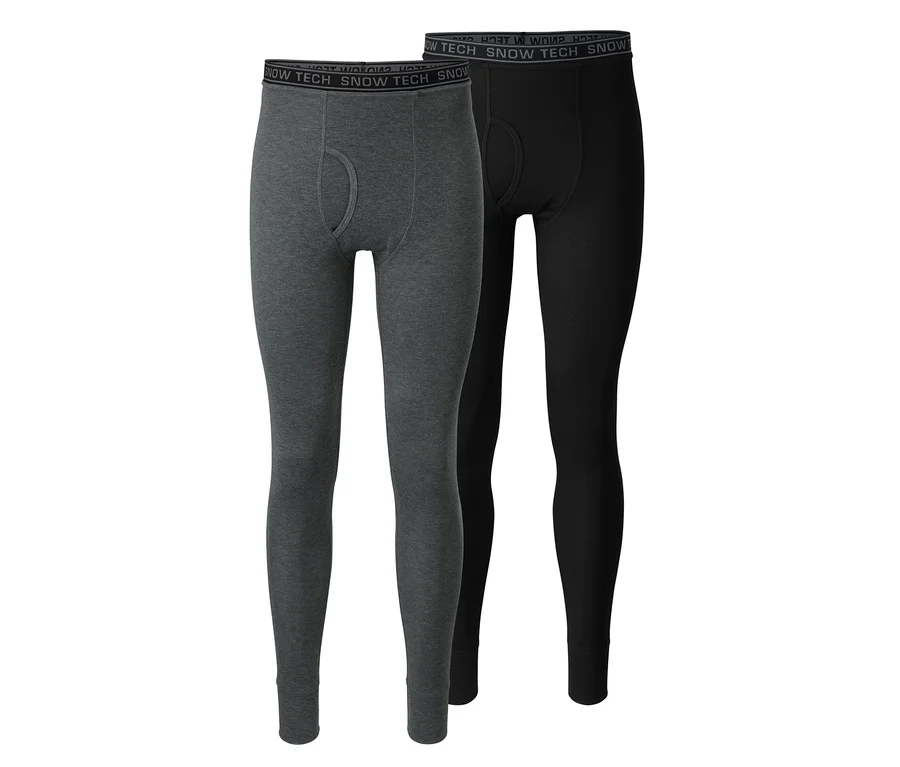 Zwei Thermo-Funktionsunterhosen: eine graue und eine schwarze.