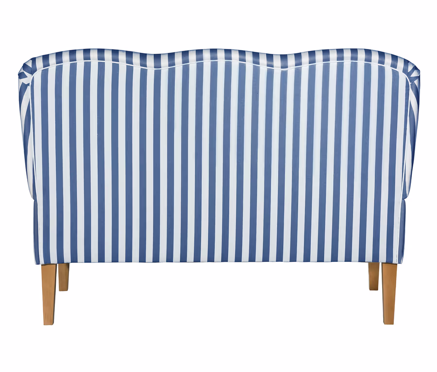 Rückansicht des Küchensofas »Juuma« mit blau-weißen Streifen.