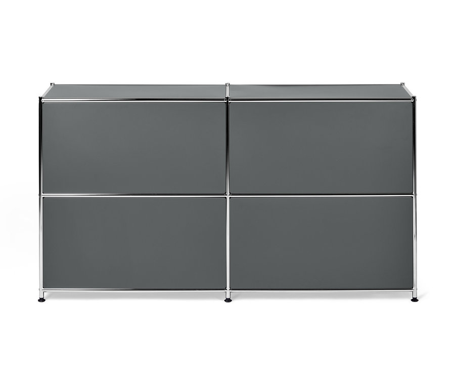 Graues Sideboard Metall »CN3« mit 4 Klappfächern.
