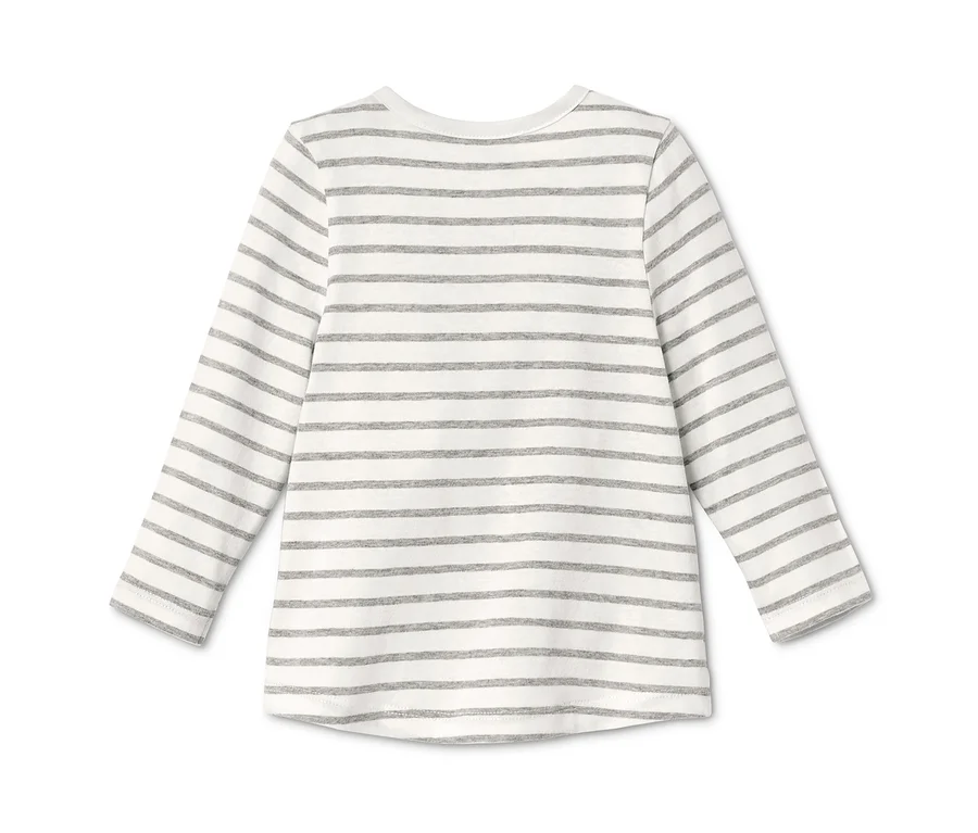 Baby-Starter-Set aus Bio-Baumwolle mit grauen Streifen.