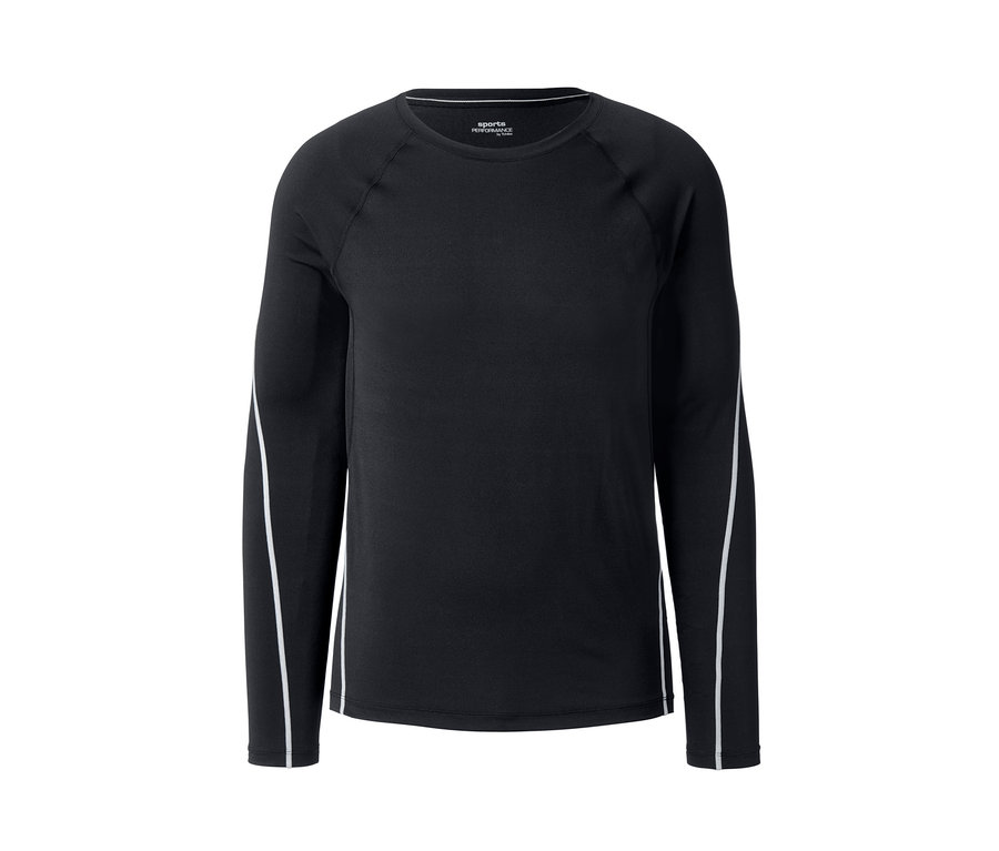 Schwarzes Langarm-Funktionsshirt.