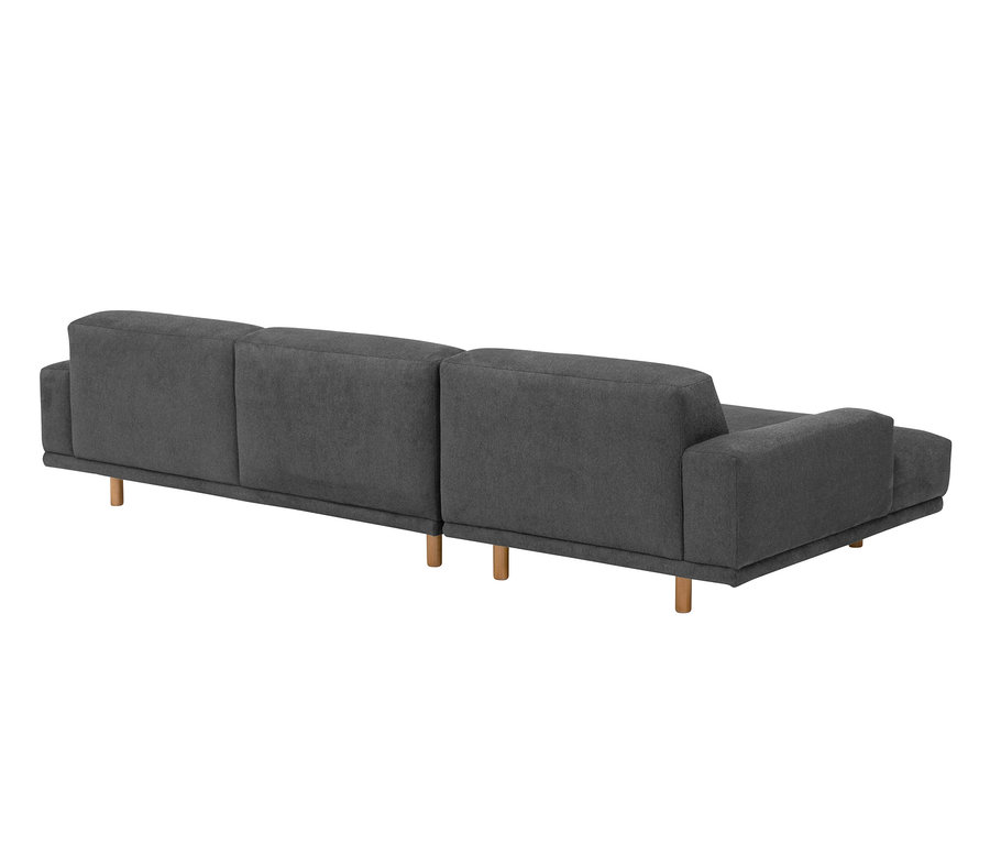 Detailaufnahme des Ecksofas »Penelope«, dunkelgrau, links, von hinten.