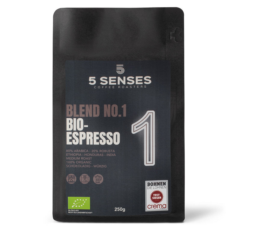5 Senses - Blend No.1 Bio-Espresso - 250 g Ganze Bohne