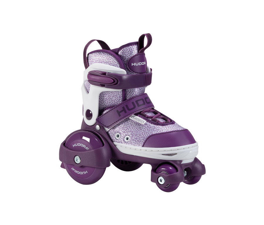 Nahaufnahme von lila HUDORA Rollschuhen »My First Quad«, Größe 26–29.
