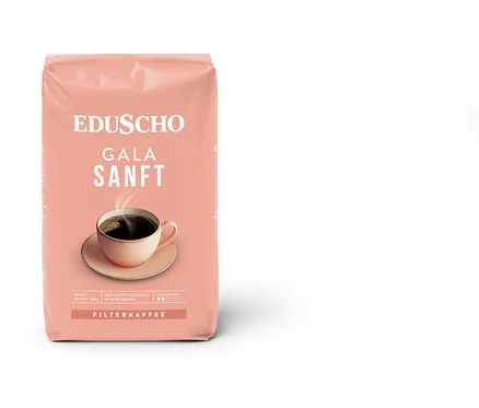 Eine Packung EDU Gala sanft 500g mit Ventil ist auf weißem Grund zu sehen.