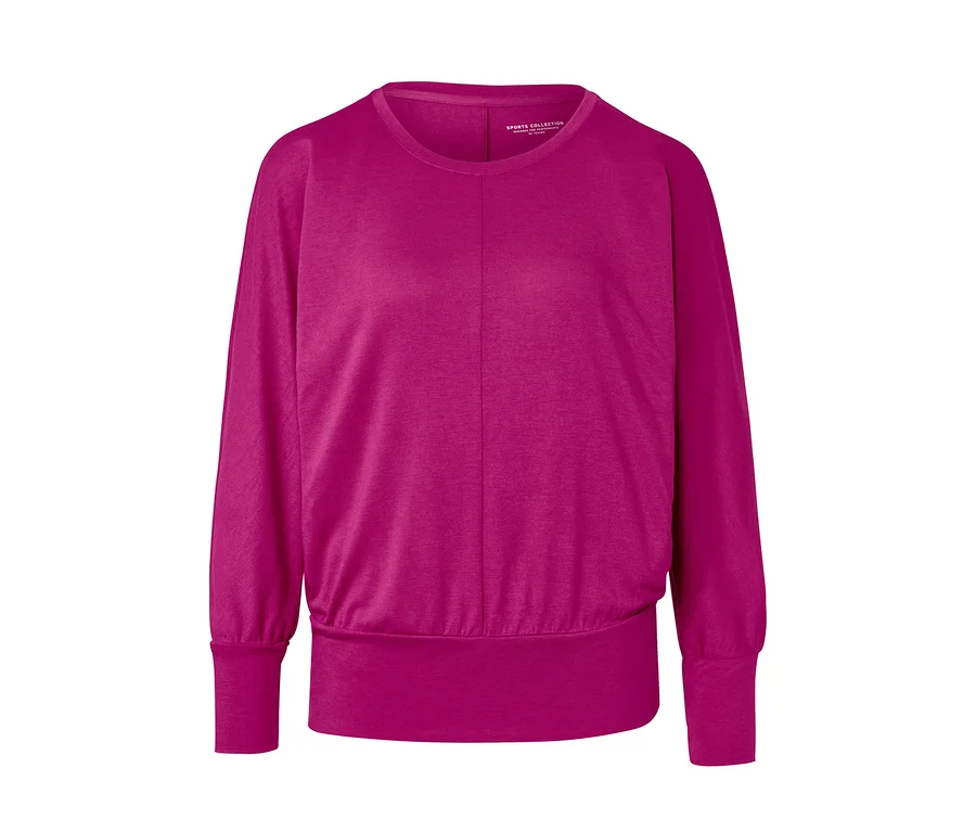 Pinkes Yogashirt mit langen Ärmeln.