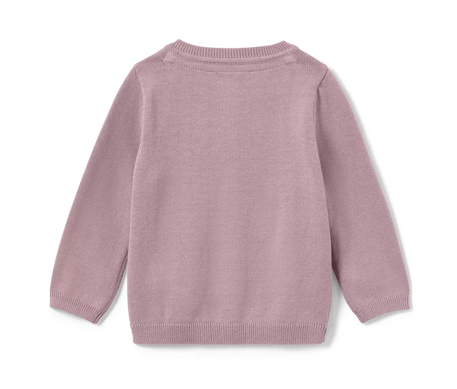 Rückseite einer Kinder-Strickjacke.