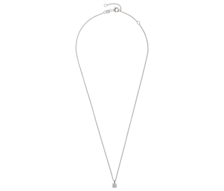 Silberne Halskette mit Anhänger mit klarem Stein.
