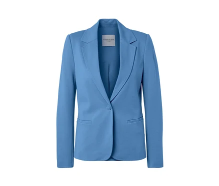 Hellblauer Jerseyblazer.